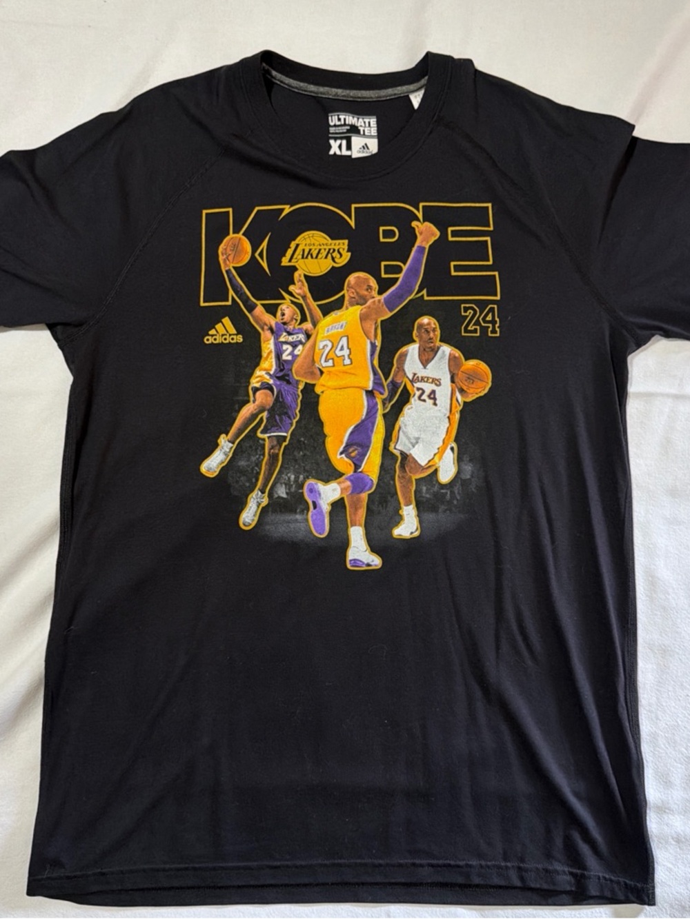 adidas Black Lakers Kobe Graphic Tee with Yellow & Purple Accents